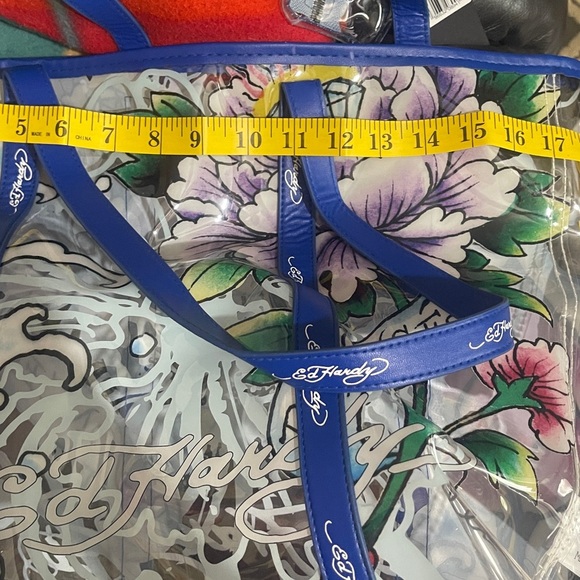 Y2K Ed Hardy Clear Tote with Blue and Pink Floral Design NWT - Picture 8 of 9